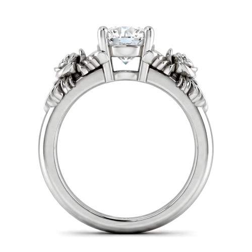 Roselle - Floral Moissanite Engagement Ring with Pavé Setting