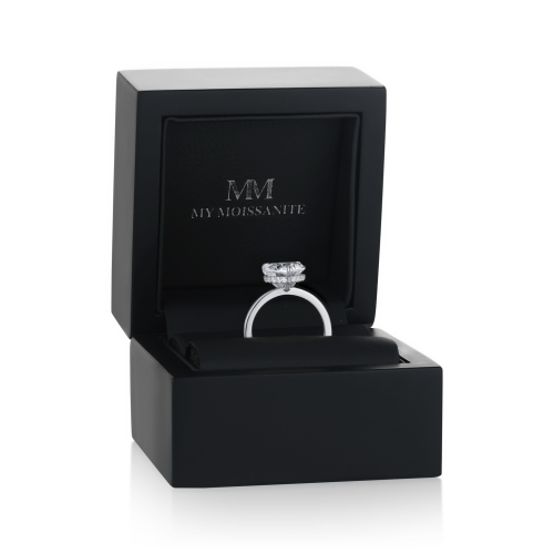 Amorelle - Heart Cut Moissanite Engagement Ring with Hidden Halo