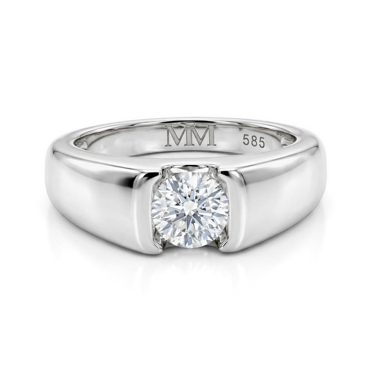 Vortex - Men's Moissanite Ring in Modern Tension-Style Bezel Setting