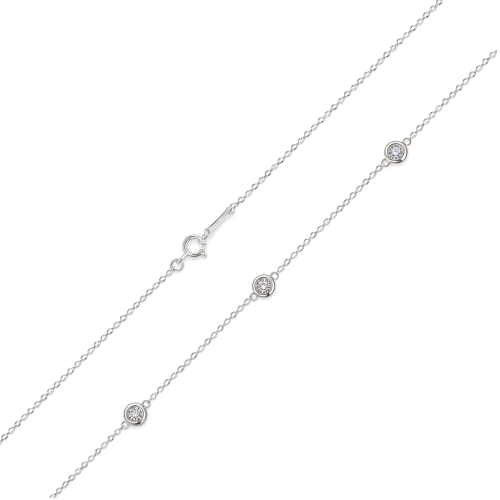 Circa - Bezel Set Moissanite Necklace with Adjustable Links