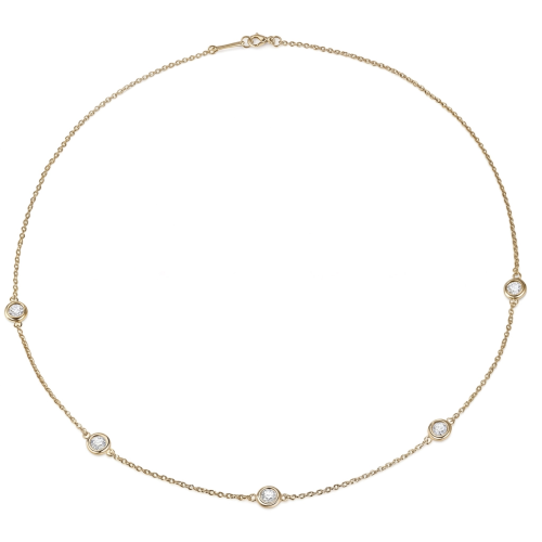Circa - Bezel Set Moissanite Necklace with Adjustable Links