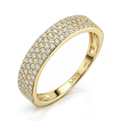 Glissade - Moissanite Ring with Pavé Setting and Tapered Band