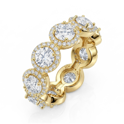Allegra - Moissanite Eternity Ring with Halo and Accent Stones