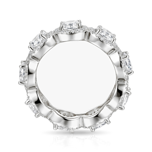 Allegra - Moissanite Eternity Ring with Halo and Accent Stones