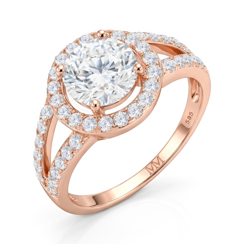 Regalyn - Moissanite Engagement Ring With Halo and Split Shank Design