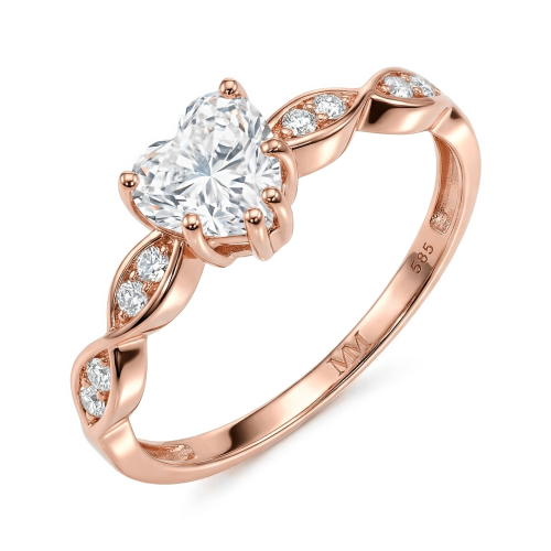Affection - Heart Cut Moissanite Engagement Ring with Twisted Band