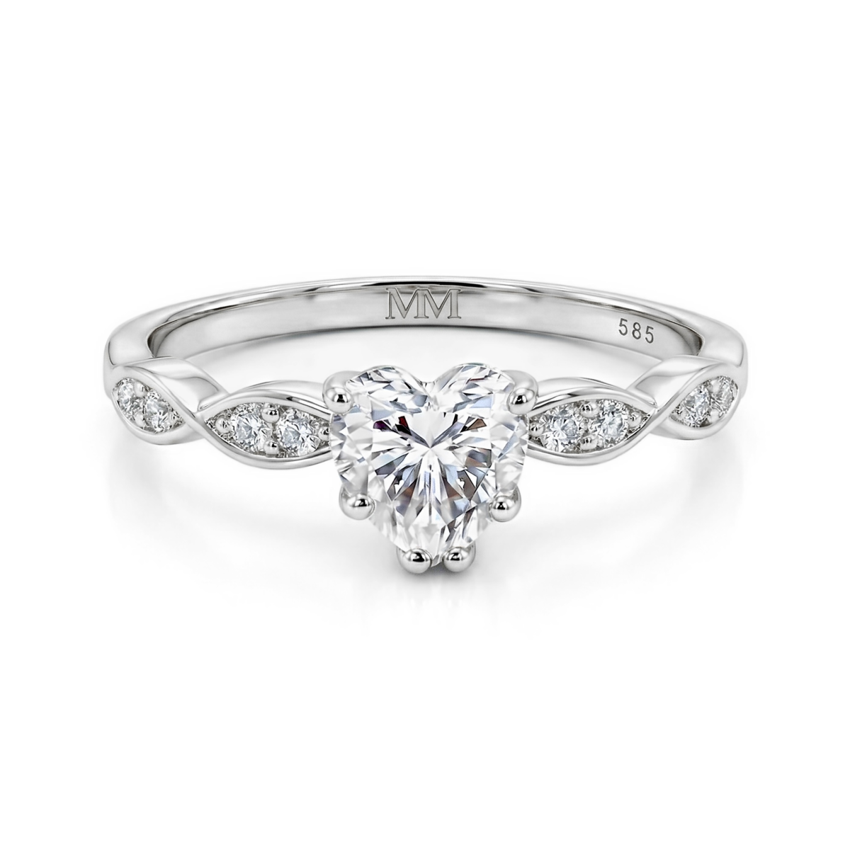 Affection - Heart Cut Moissanite Engagement Ring with Twisted Band