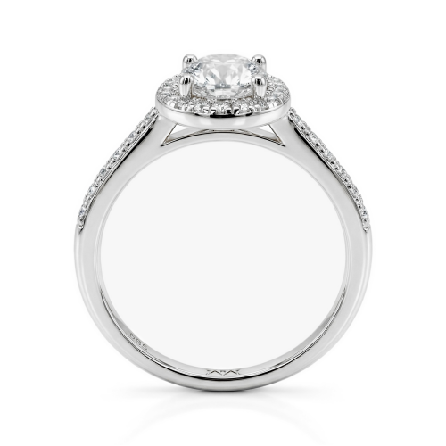 Orletta - Oval Moissanite Engagement Ring with Pavé Halo and Band