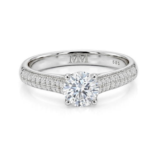 Venette - Moissanite Engagement Ring With Pavé Side Stones