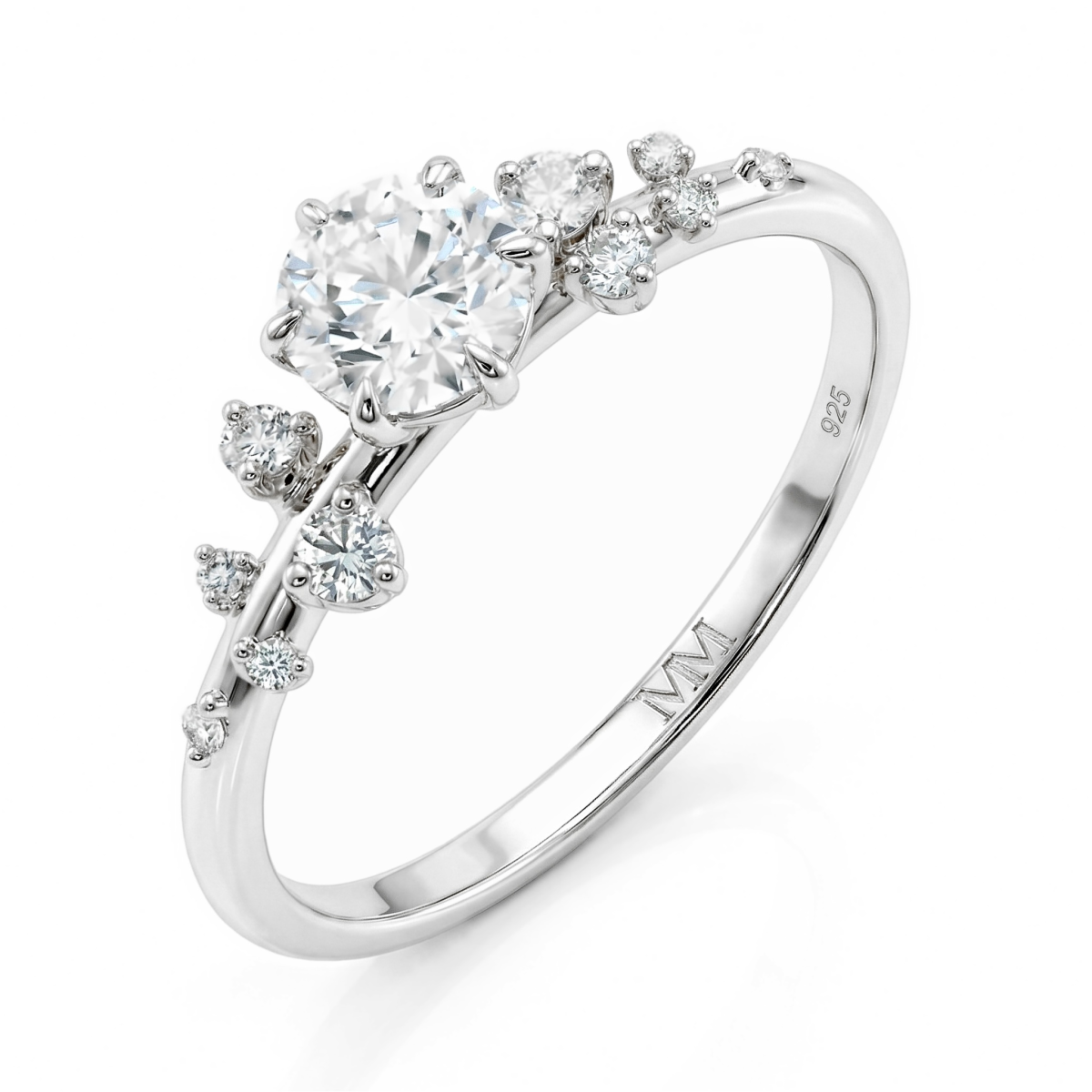  Aurora - Moissanite Ring With Minimalistic Side Stones