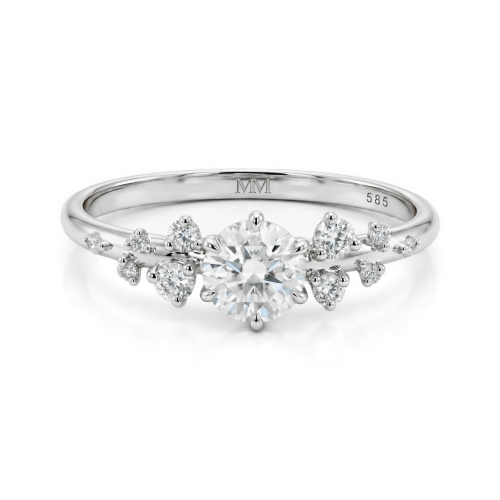 Aurora - Moissanite Ring with Minimalistic Side Stones