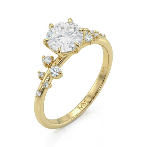 Aurora - Moissanite Ring with Minimalistic Side Stones