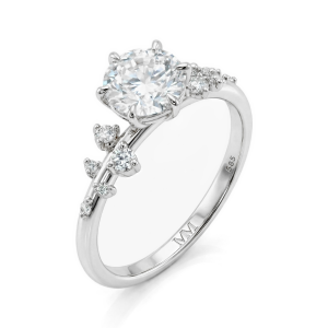 Aurora - Moissanite Ring with Minimalistic Side Stones Aurora - Moissanite Ring with Minimalistic Side Stones