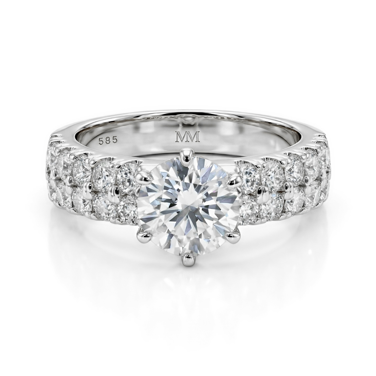 Serena - Moissanite Ring with Double Pavé Side Stones