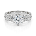 Serena - Moissanite Ring with Double Pavé Side Stones