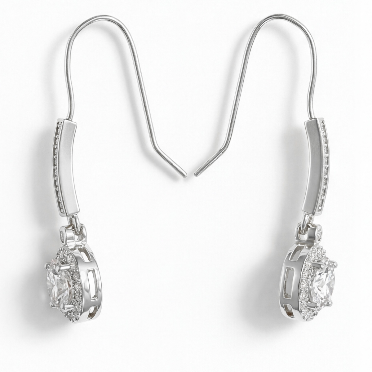 Luminary - Moissanite Drop Earrings in Halo Setting