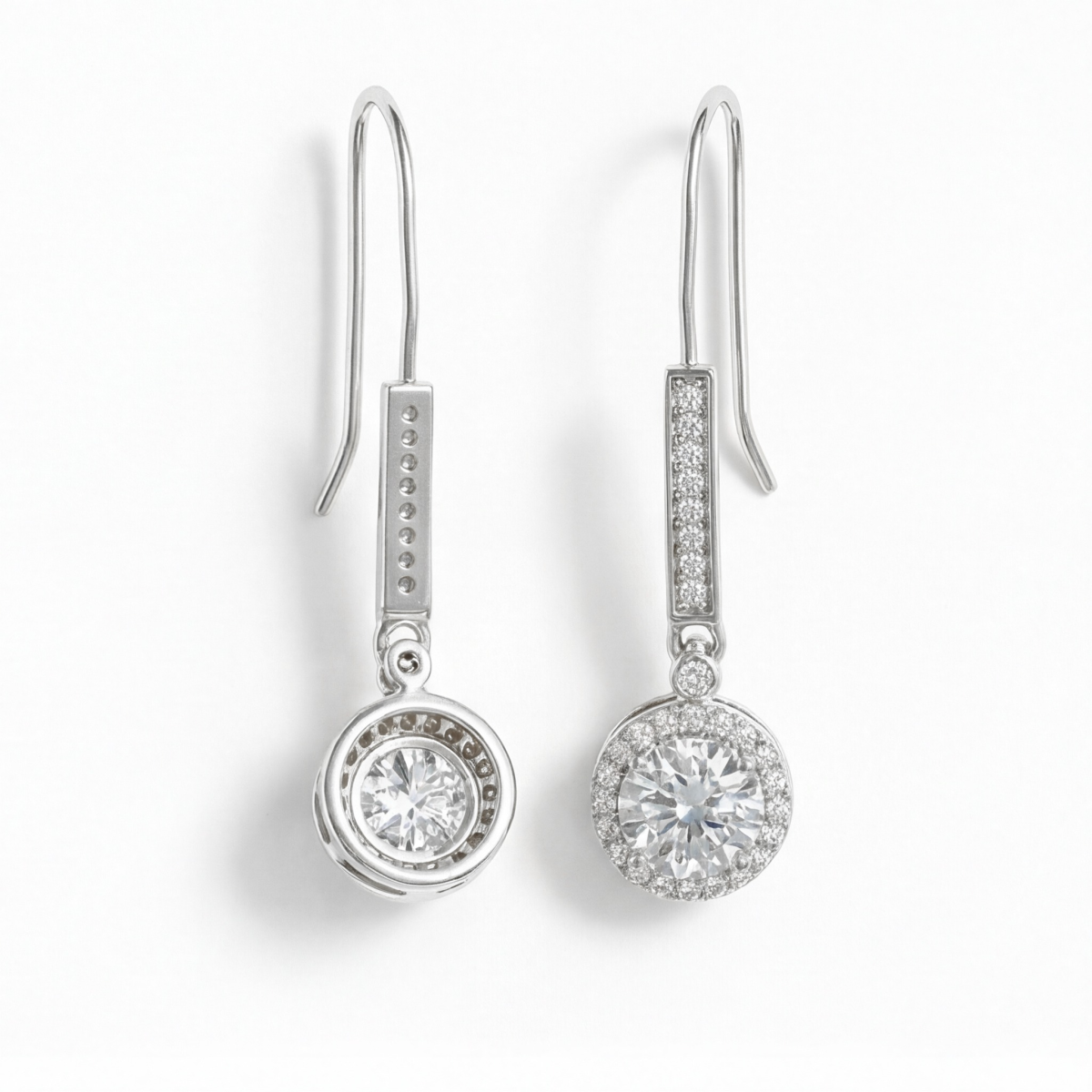 Luminary - Moissanite Drop Earrings in Halo Setting