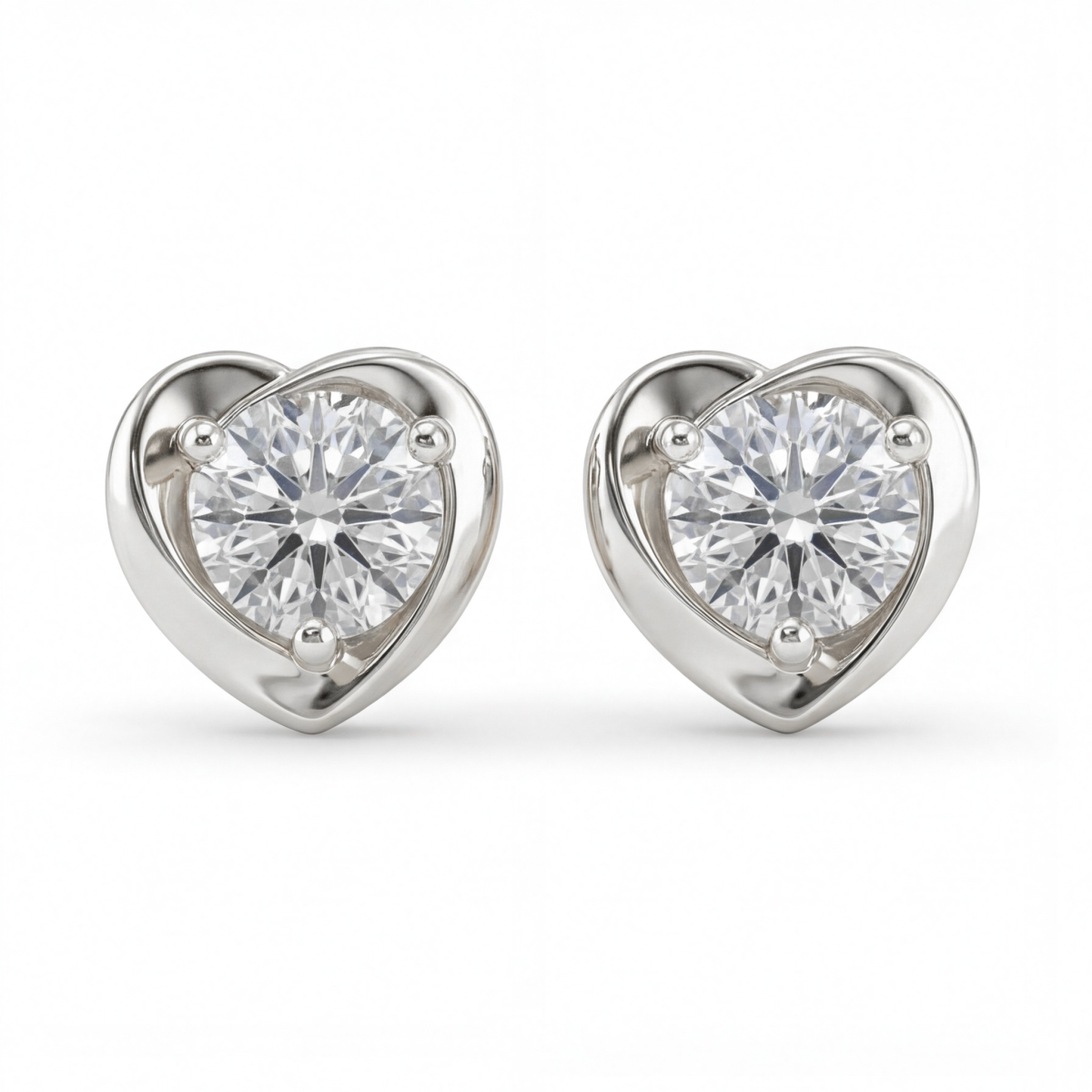 Luster – Moissanite Heart Stud Earrings