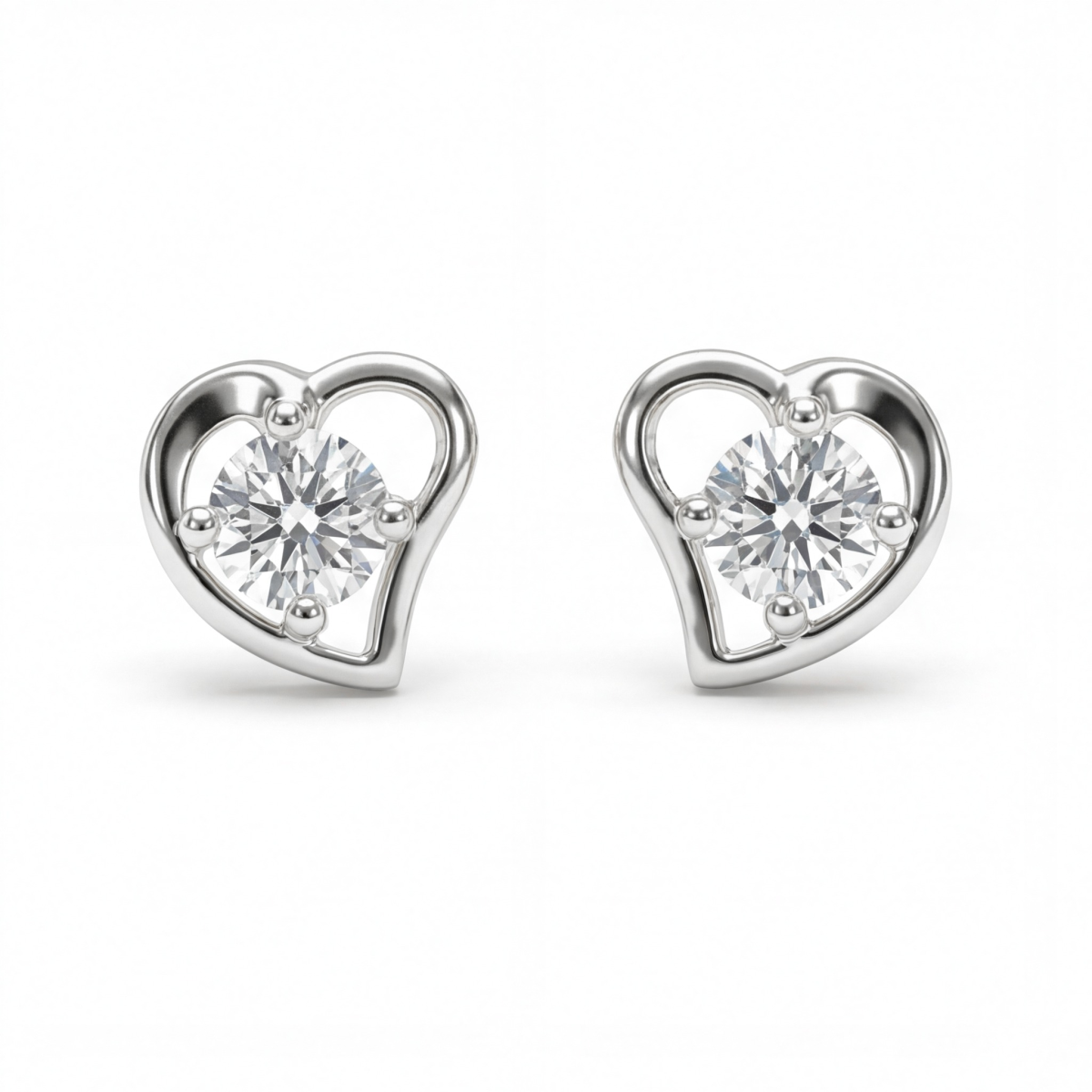 Etheria - Moissanite Heart Stud Earrings