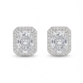 Aura - Halo Radiant Moissanite Stud Earrings