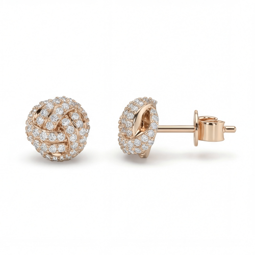 Cluster Spheres - Moissanite Stud Earrings in Pavé Setting