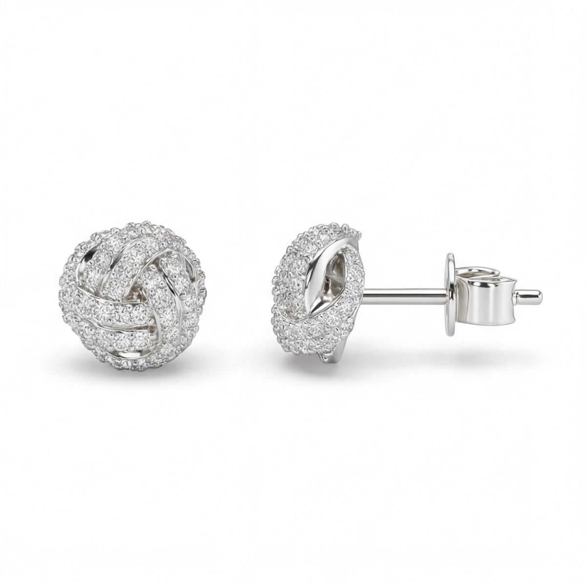 Cluster Spheres - Moissanite Stud Earrings in Pavé Setting