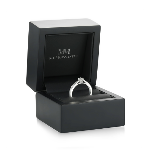 Sophia - Moissanite Engagement Ring with Pavé Side Stones