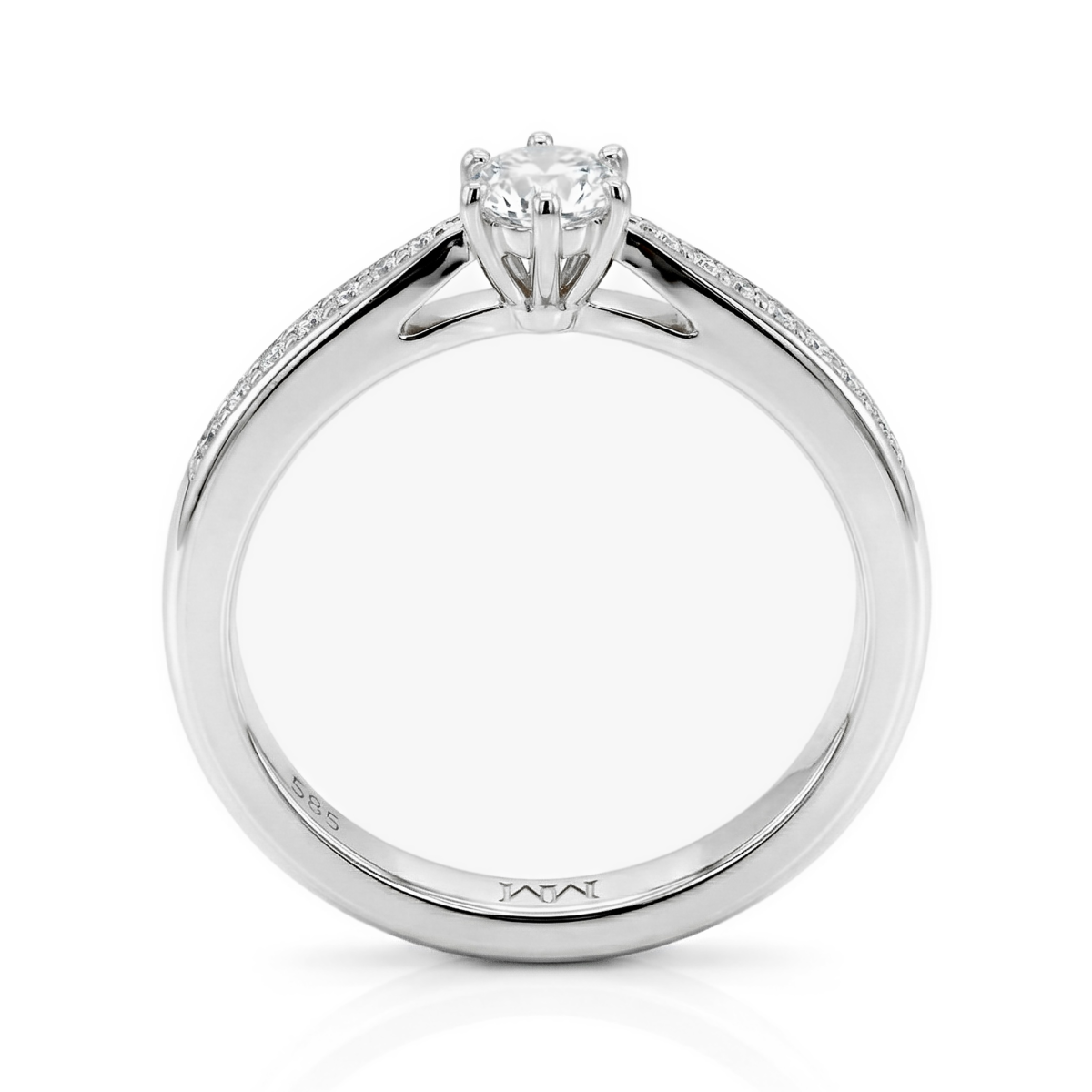 Sophia Ring - Moissanite Engagement Ring Pavé Side Stones
