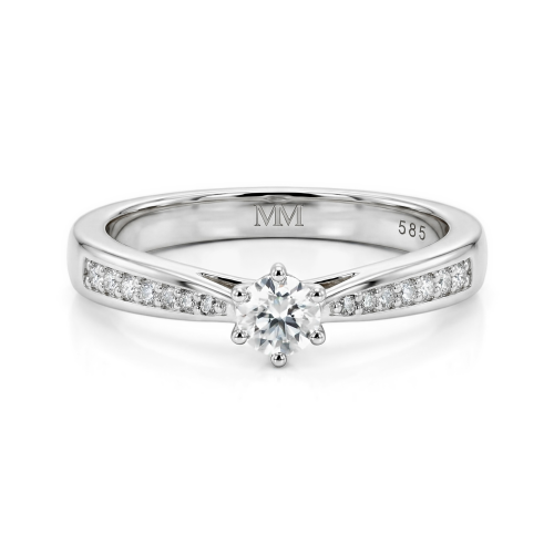 Sophia - Moissanite Engagement Ring with Pavé Side Stones