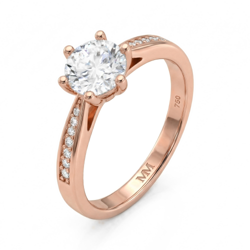 Sophia - Moissanite Engagement Ring with Pavé Side Stones