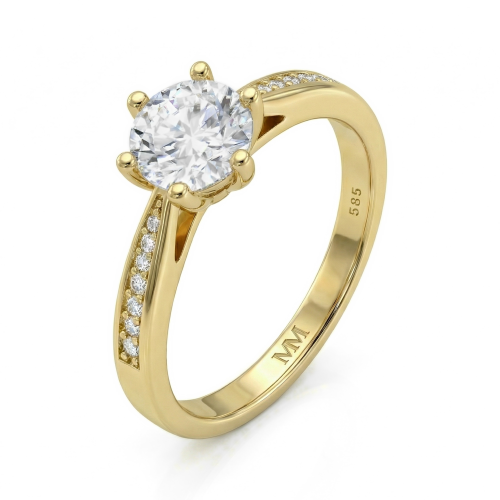 Sophia - Moissanite Engagement Ring with Pavé Side Stones