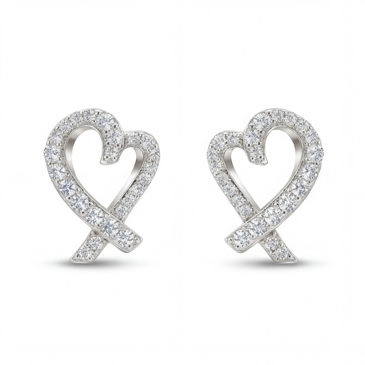 Heart Strings - Moissanite Stud Earrings in Pavé Setting