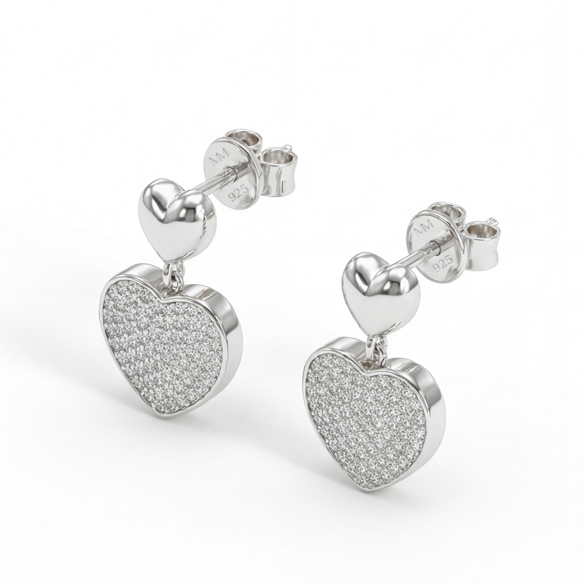 Hearts of Pavé - Moissanite Drop Earrings in Pavé Setting