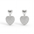 Hearts of Pavé - Moissanite Drop Earrings in Pavé Setting