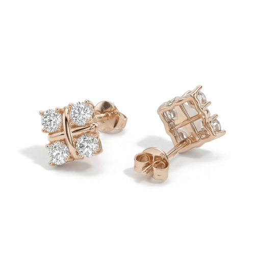 14K Rose Gold Moissanite Earrings