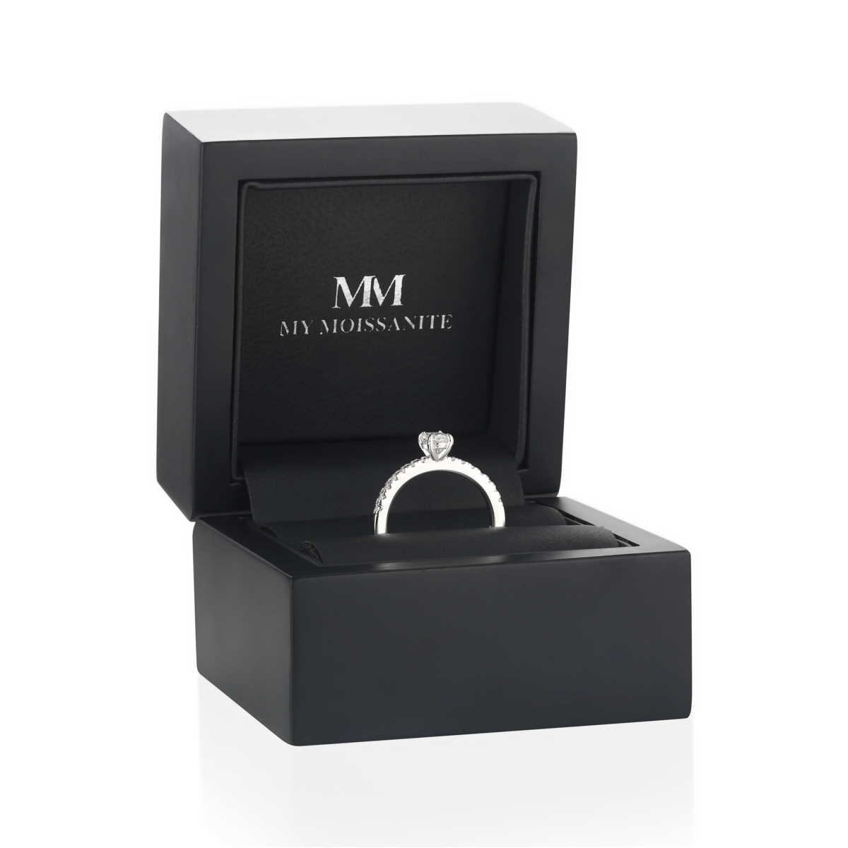 Nina - Oval Moissanite Ring with Pavé Side Stones