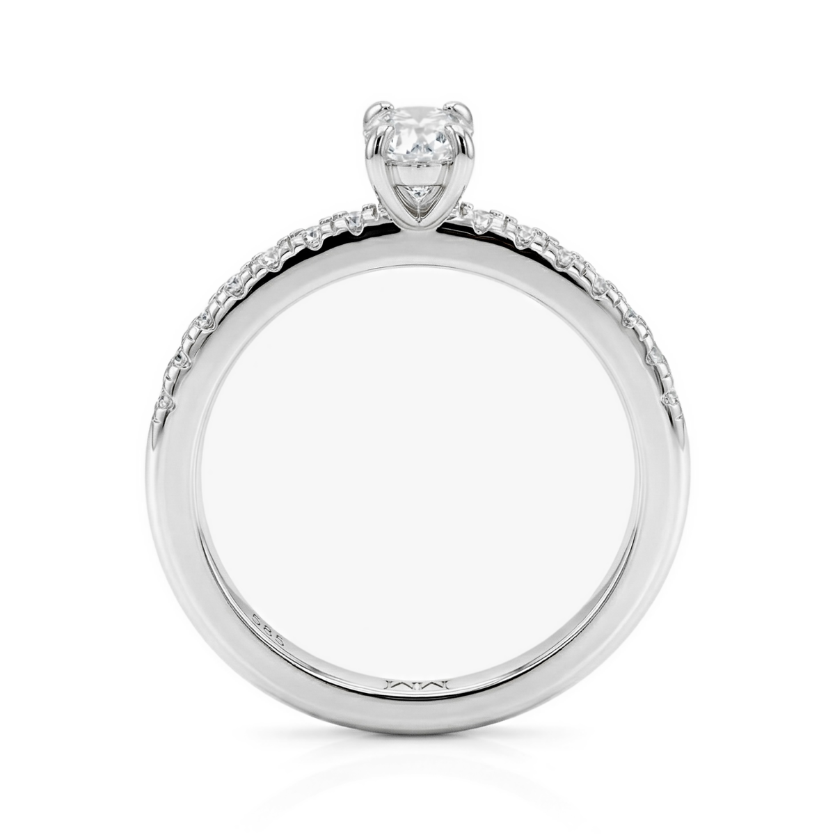 Nina - Oval Moissanite Ring with Pavé Side Stones