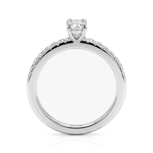 Nina - Oval Moissanite Ring with Pavé Side Stones