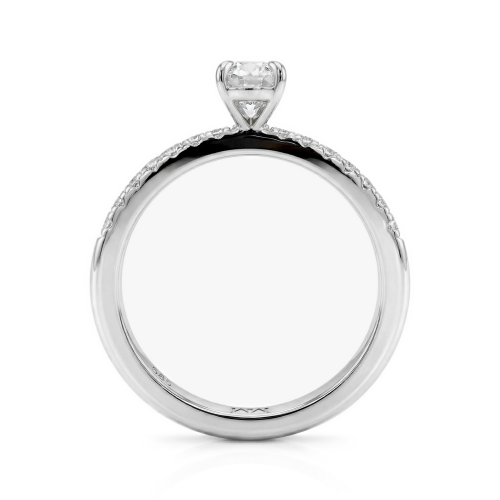 Nina - Oval Moissanite Ring with Pavé Side Stones