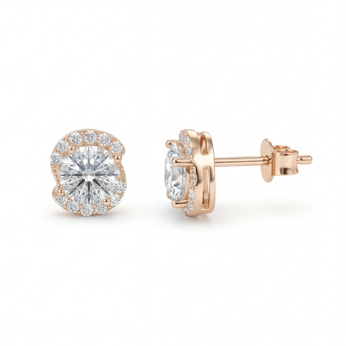 14K Rose Gold Moissanite Earrings