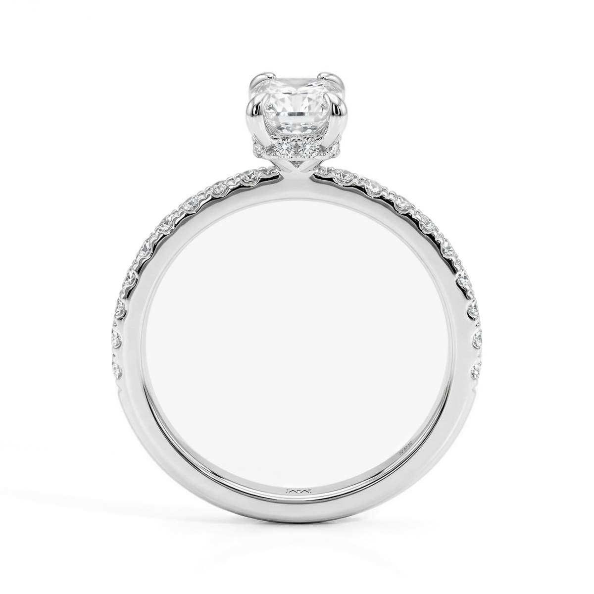 Astra - Moissanite Ring with Pavé Side Stones & Hidden Halo