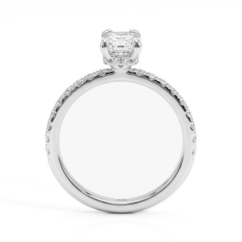 Astra - Radiant Moissanite Ring with Pavé Side Stones & Hidden Halo