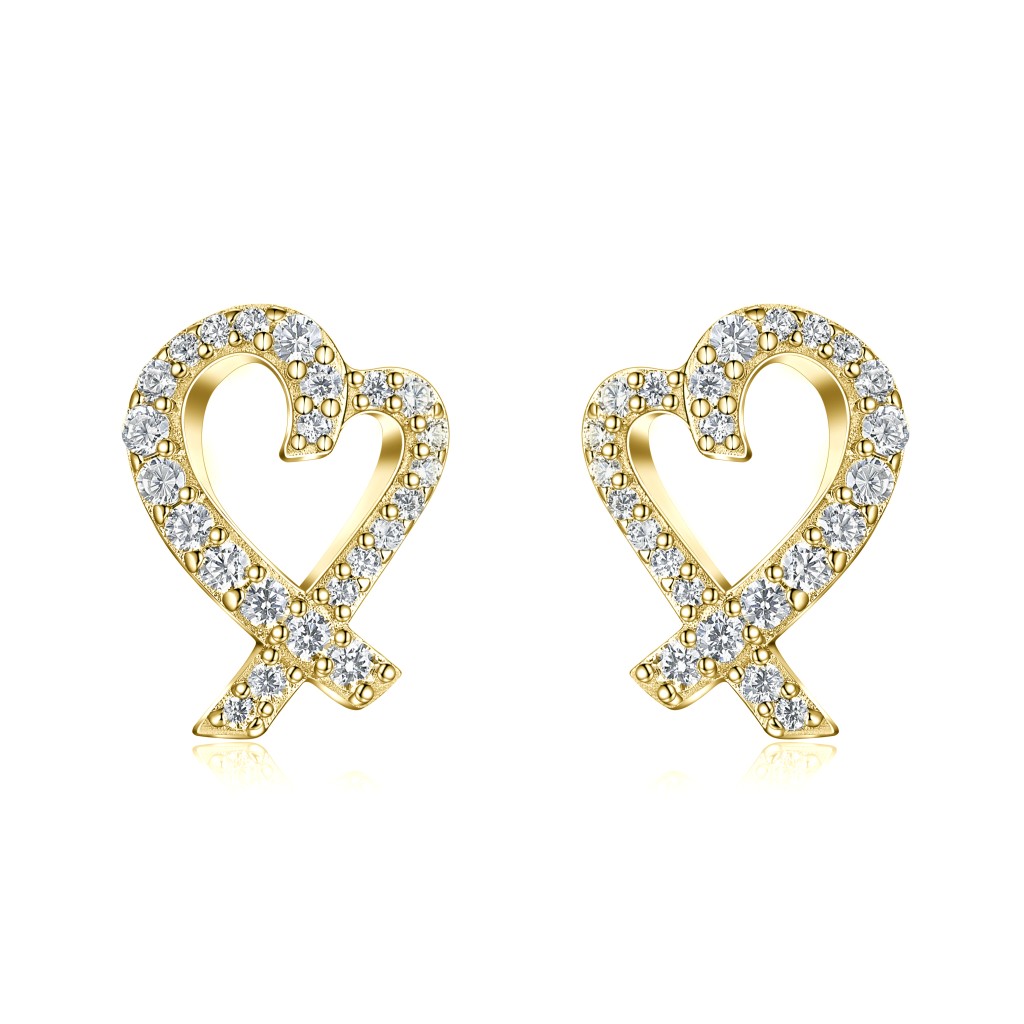 Heart Strings - Moissanite Stud Earrings in Pavé Setting