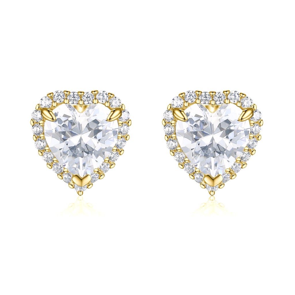 Belleza - Heart Moissanite Earrings in Halo Setting