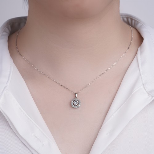 Vivara - Moissanite Pendant with Encrusted Halo
