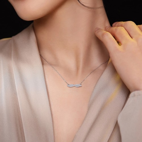 Astrid - Marquise-Inspired Moissanite Necklace with Pave Setting