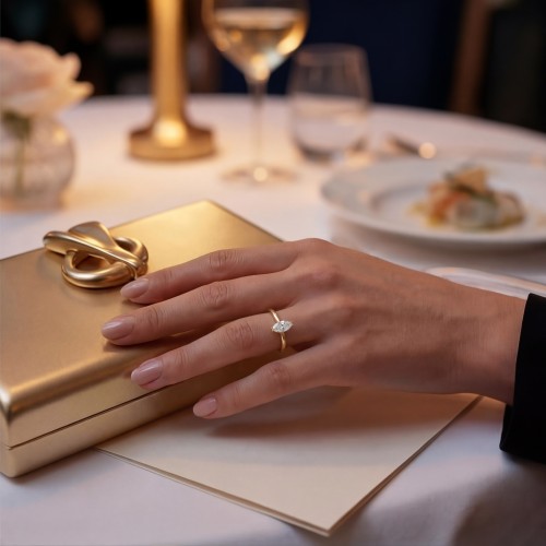 Liana - Marquise Solitaire Moissanite Ring - lifestyle