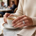 Opaline - Oval Cut Moissanite Eternity Ring With Scalloped Pavé Halo