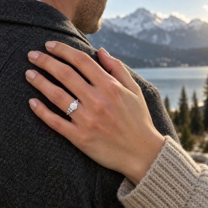 Aurora - Moissanite Ring with Minimalistic Side Stones