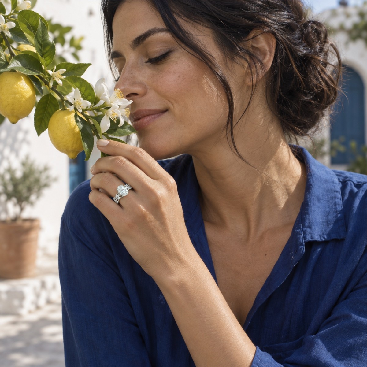 Wisteria - Oval Moissanite Ring with Twisted Vine Band